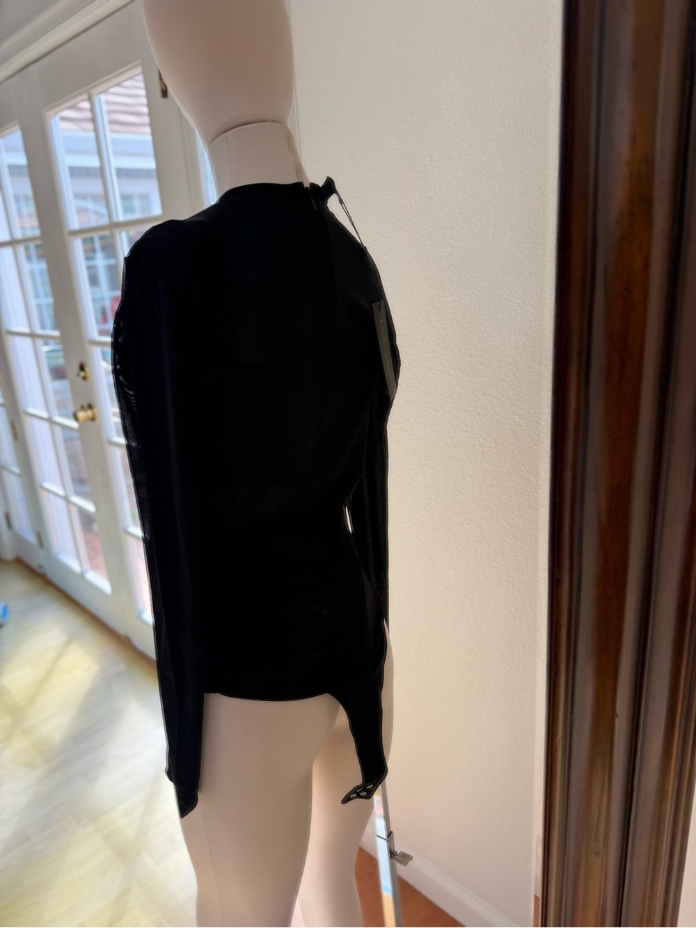 Kendall & Kylie Black Long-Sleeve Sheer Panel Bodysuit - Picture 2 of 5